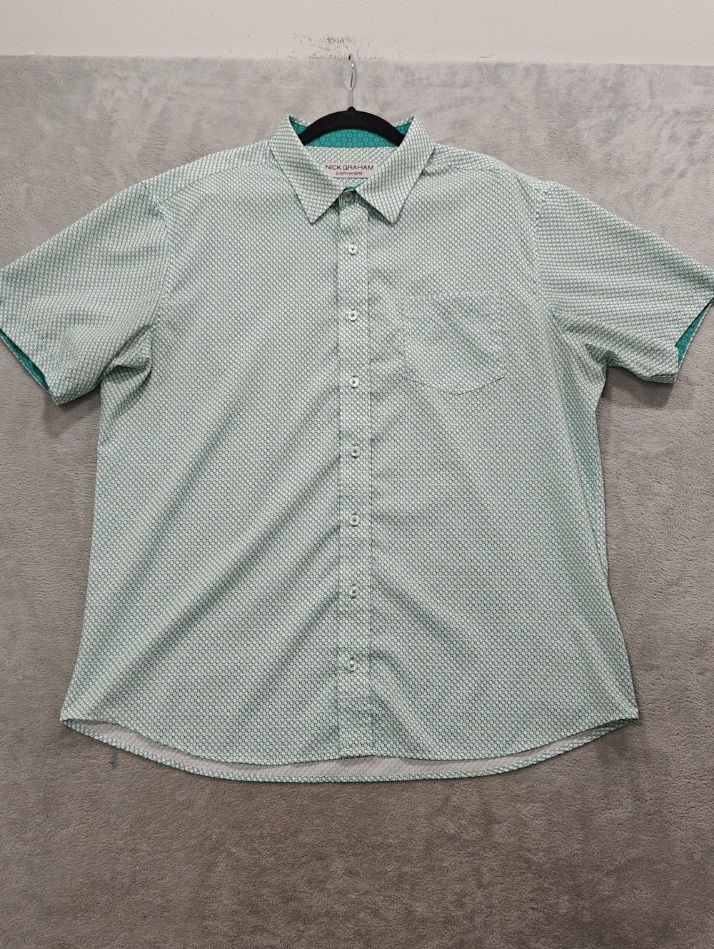 Nick Graham  Green & Blue Short-Sleeve Geo-Print Button-Down Shirt